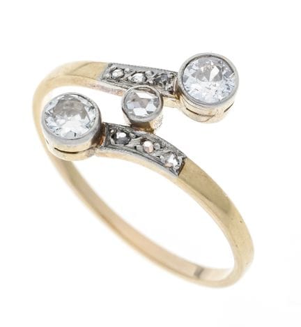 Art Nouveau "Toi et Moi" ring, GG/WG 585/000, with