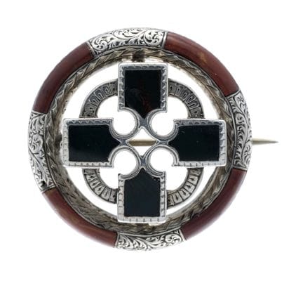 Schottische Ringbrosche um 1880 Silber, fein ornam