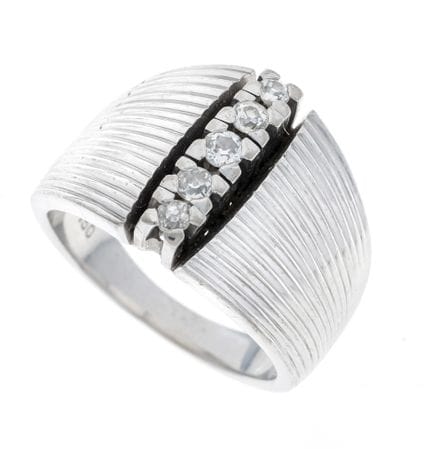 Bague en diamant WG 750/000 à motif rayé, sertie d