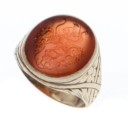 Coat-of-arms ring, circa 1900, GG 585/000, with an