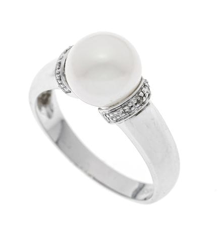 Bague en perle Akoya WG 585/000, sertie d'une perl