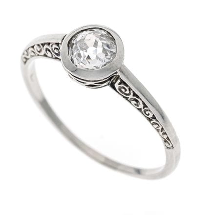 Solitaire Old-Cut Diamond Ring WG 585/000, unmount