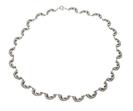 Collar ornamental de eslabones, plata 800/000, anc