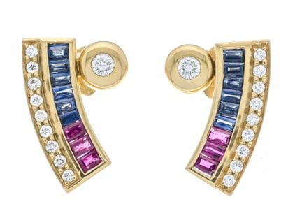 Pendientes multicolores GG 750/000 con 12 zafiros 