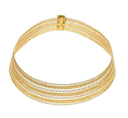 Collar tipo gargantilla de filigrana, oro de ley 7
