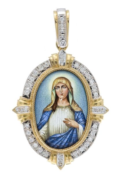 Colgante de la Virgen de Fabergé, GG/WG 750/000, c