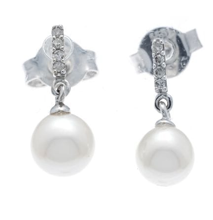 Pendientes de botón con perlas Akoya WG 585/000, c