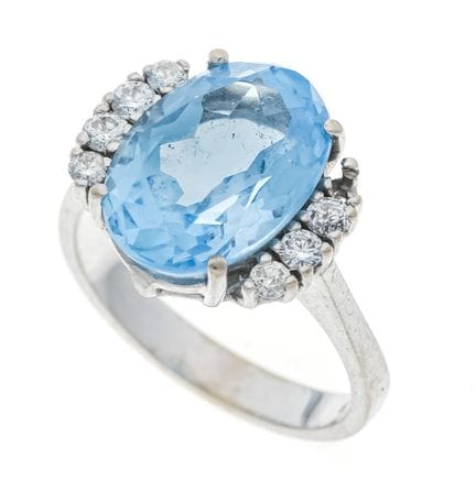 Bague avec topaze bleue et brillants WG 585/000, s