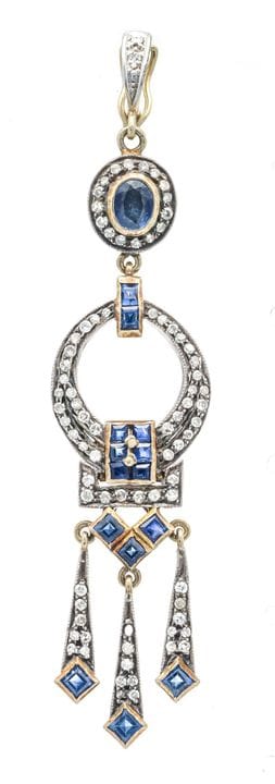 Sapphire-and-diamond clip pendant, circa 1880, GG 