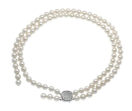 2-row Akoya pearl necklace with a jewel box clasp 