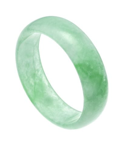 Heavy jade bangle, green and white marbled, inner 