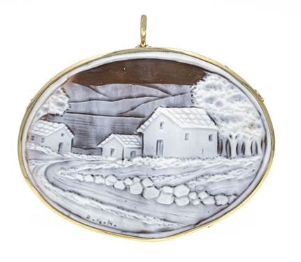 Kamee pendant / brooch GG 750/000 set with a horiz