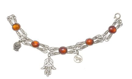 Amber bracelet, silver 835/000, filigree work with