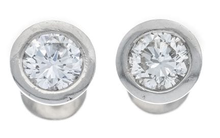 Solitaire Diamond Stud Earrings, 950/000 Platinum,