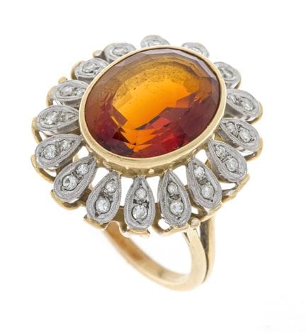 Bague « Fleur » en citrine de Madère, GG/WG 750/00