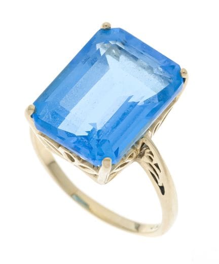 Bague en topaze bleue GG 375/000, sertie d'une top