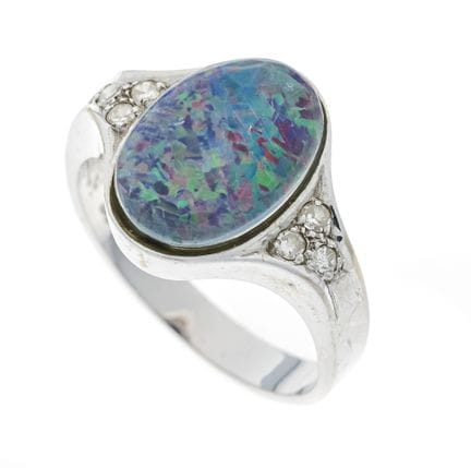 Bague opale et diamants WG 585/000, sertie d'une t