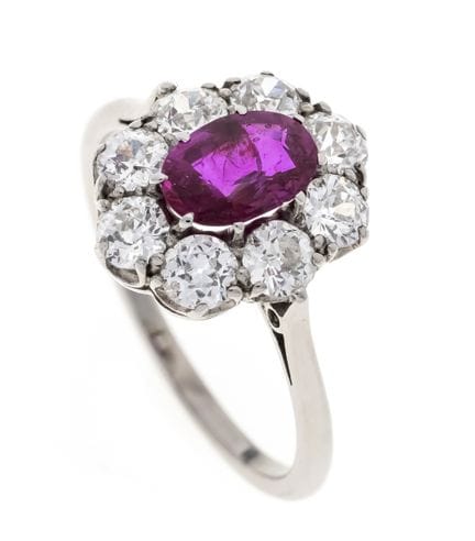 Ruby and Old-Cut Diamond Ring WG 585/000, unmounte