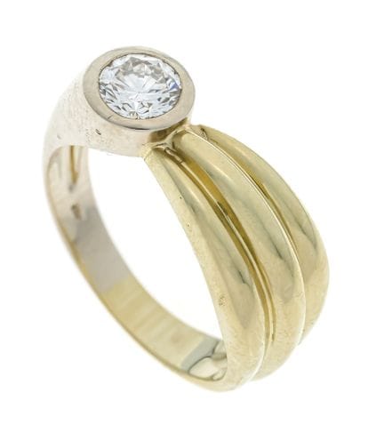 Anillo solitario bicolor con diamante brillante GG