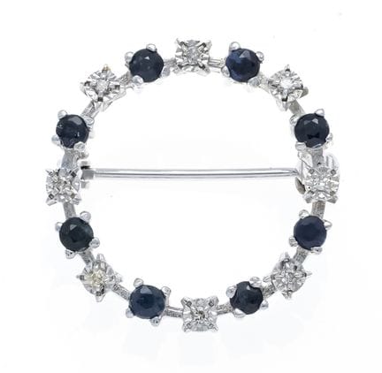 Saphir-Brillant Ringbrosche WG 585/000 mit 8 rund 
