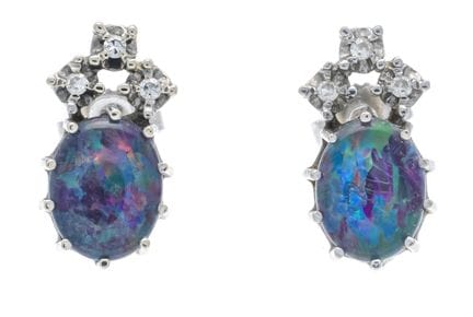 Pendientes de opal y diamantes WG 585/000 con 2 tr