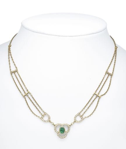 Delicate emerald-and-diamond necklace, GG 750/000,