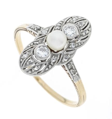 Art Deco ring, GG/WG 450/000, unmarked, certified,
