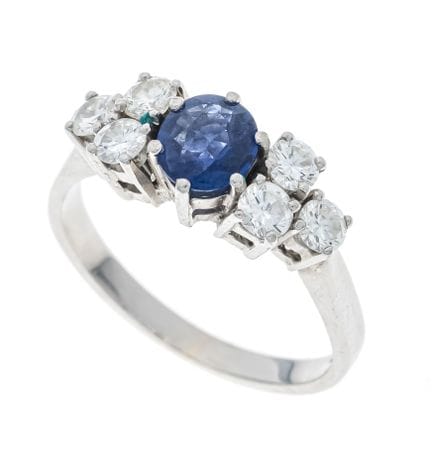 Anillo de zafiro con corte brillante WG 750/000 co