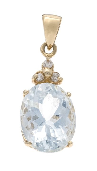Colgante de aguamarina y diamantes GG 585/000, sin