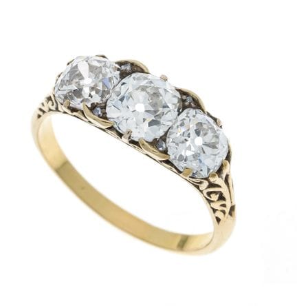 Old-cut diamond ring, circa 1880, GG 750/000, with