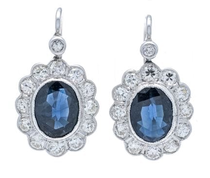Sapphire and Brilliant-Cut Diamond Earrings WG 585