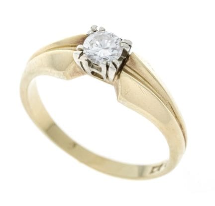 Bague solitaire en or GG/WG 585/000, sertie d'un b