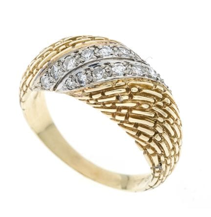 Bague diamant à dôme GG/WG 585/000 avec un gaufrag