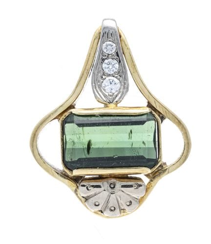 Pendentif en tourmaline et diamants taille brillan