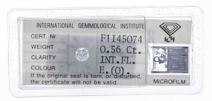 Brillante de 0,56 ct, blanco muy puro (E) / Sin im