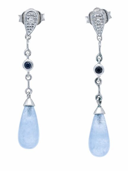 Pendientes de aguamarina y diamantes WG 585/000 co