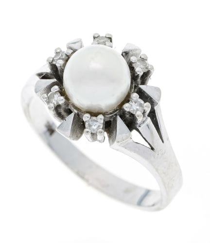Bague en perle Akoya et diamants WG 585/000, serti