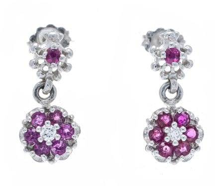 Pendientes de rubíes y brillantes WG 585/000 con 1