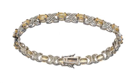 Citrine bracelet in 925/000 silver with 15 oval-fa