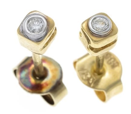 Pendientes de botón con diamante solitario GG/WG 5