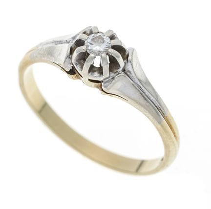 Bague solitaire en or GG/WG 585/000 sertie d'un br