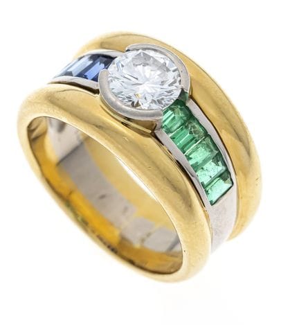 Zappe Company Emerald-Sapphire-Brilliant Ring GG/W