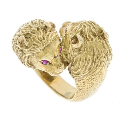 Bague figurative massive en or fin 750/000, non po