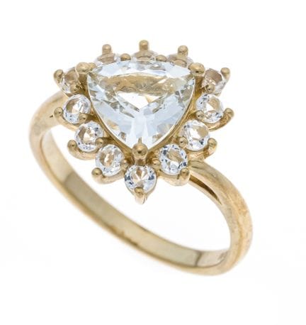 Bague en topaze blanche GG 375/000, sertie d'une t