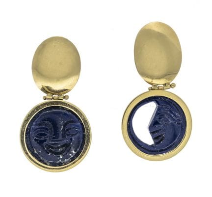 Pendientes de clip de lapislázuli GG 750/000 con 2