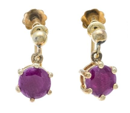 Pendientes de rubí con diseño de perla, plata 925/