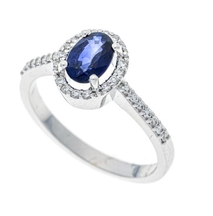 Bague saphir et brillants WG 585/000 sertie d'un s