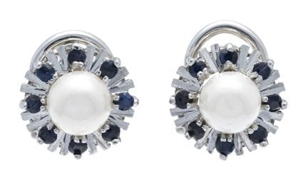 Pendientes de clip con perlas Akoya WG 585/000, co
