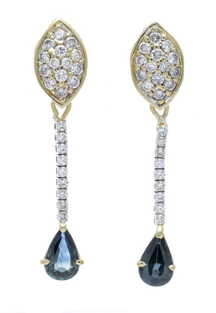 Pendientes de zafiro con corte brillante, GG/WG 75