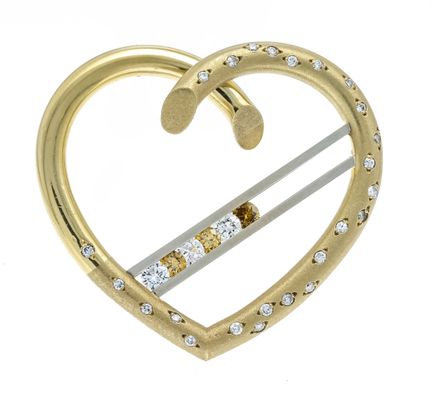 Brilliant-cut heart pendant GG 750/000 with 3 bril
